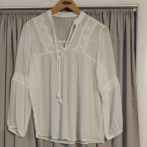 Dress Barn White Lace-Embellished Blouse